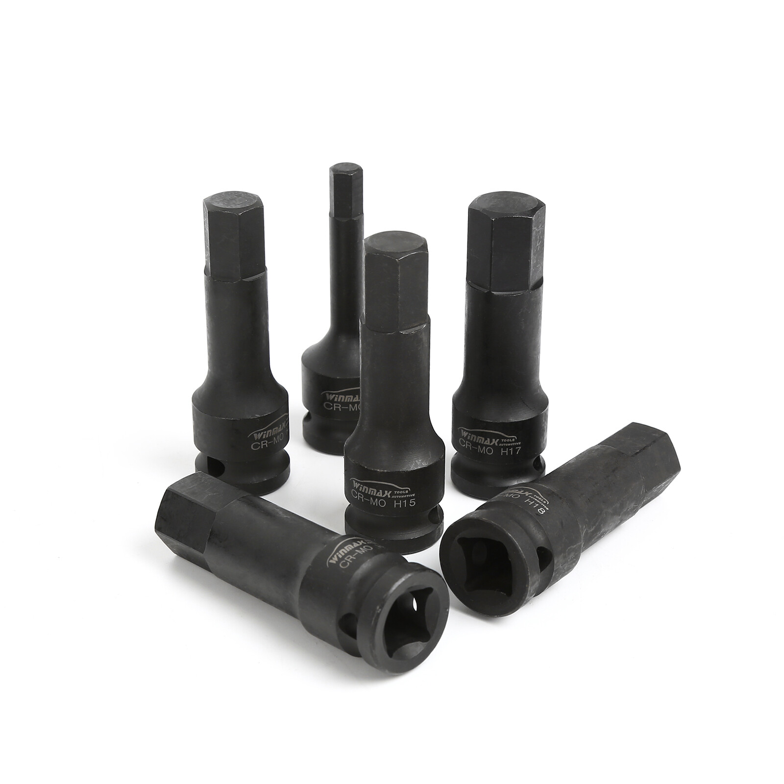 20PC 1/2″ Dr Impact Hex Driver Set SAE/Metric Size Cr-Mo Steel Socket 1/4″- 3/4″