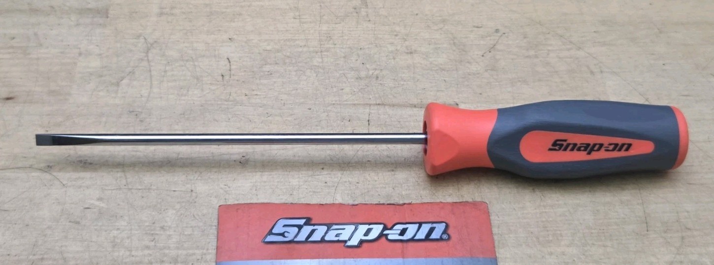 New Snap On SHD146O-3/16″ Flat Tip X 10″ Long Blade Orange Hard Grip Screwdriver