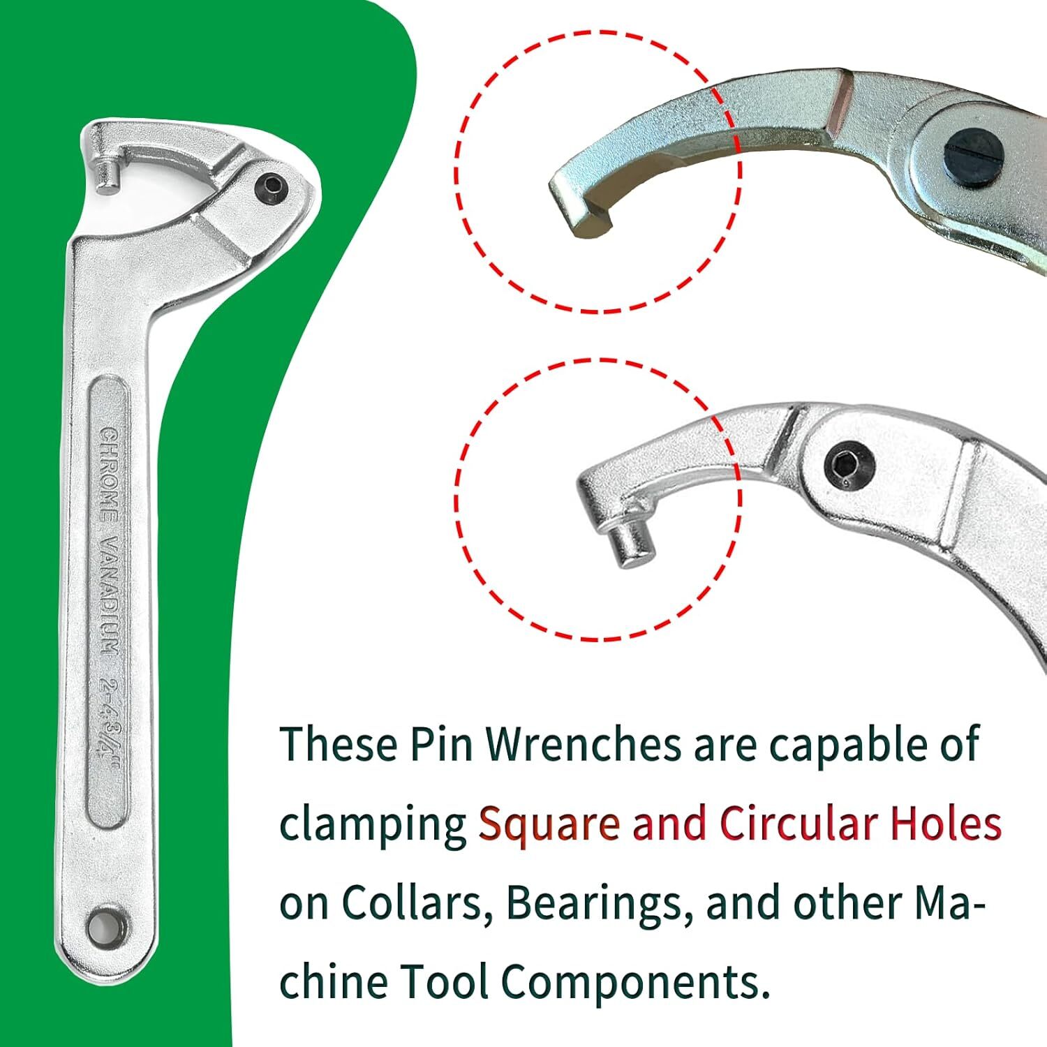 8 Pack Adjustable Hook & Pin Wrench Spanner Tool Nut Adjustment 3/4″ to 6-1/10″