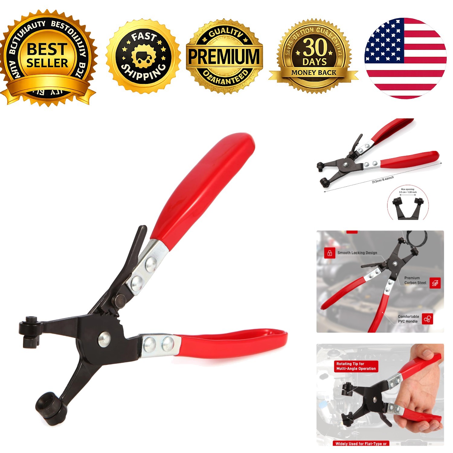 Hose Clamp Pliers Swivel Flat Band Tool for Ring and Flat Hose Clamps Repair