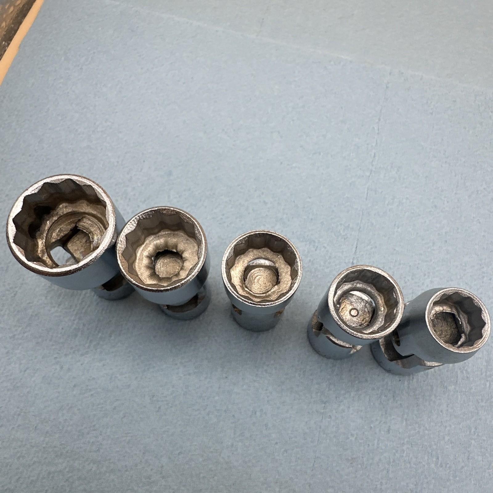 Vintage Billings Vitalloy 5 Pc Set 3/8” Drive Swivel Sockets 12 Pt SAE 7/16 -3/4