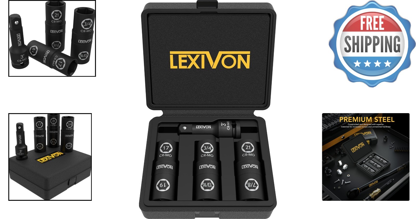 6-Piece Impact Socket Set with Innovative Flip Design – Cr-Mo Steel Durability