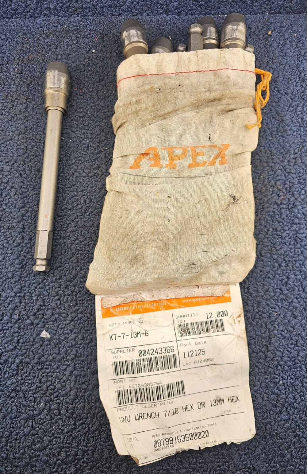 (12 PCS) Apex KT-7-13M-6 13mm 6Pt Universal Extension Wrench 7/16» Hex Drive