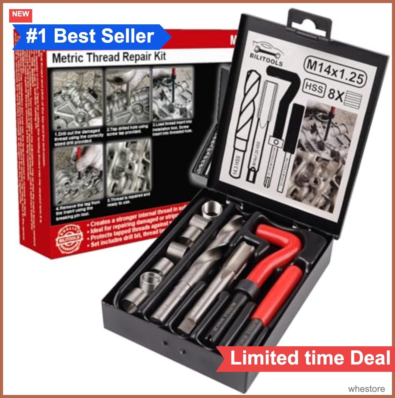 Thread Repair Kit M14x1.25 Metric HSS Drill Inserts Installation Tool Automotive