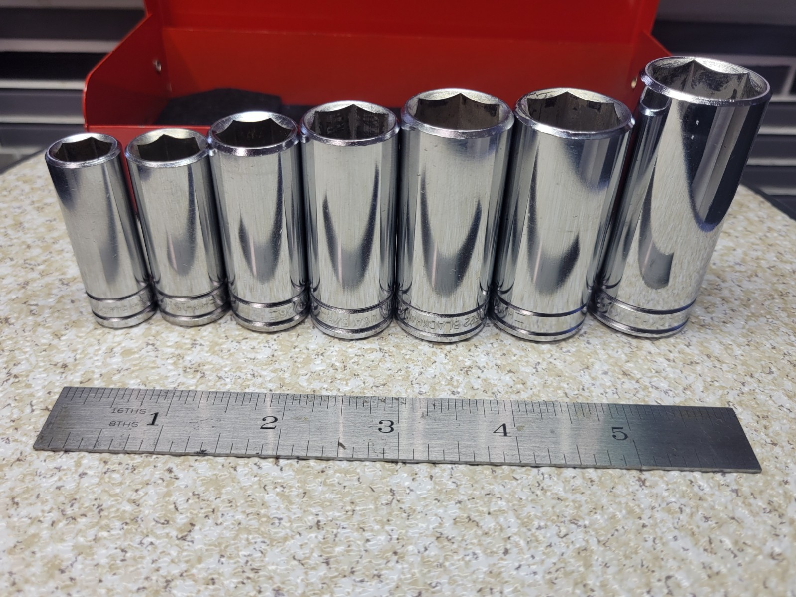 Blackhawk Tools USA 7PC SAE Deep Socket – 3/8” Drive, 6 Point W/ Red Metal Case