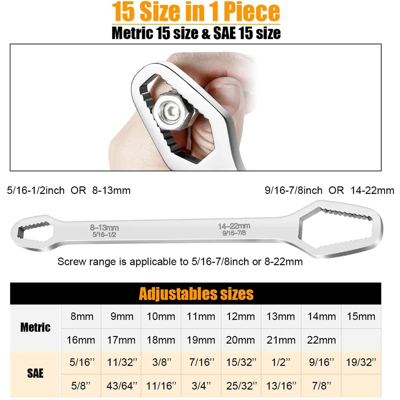 Non Slip Self Tightening Torx Wrench Double Head For 8-22mm Bolts Repair Tool