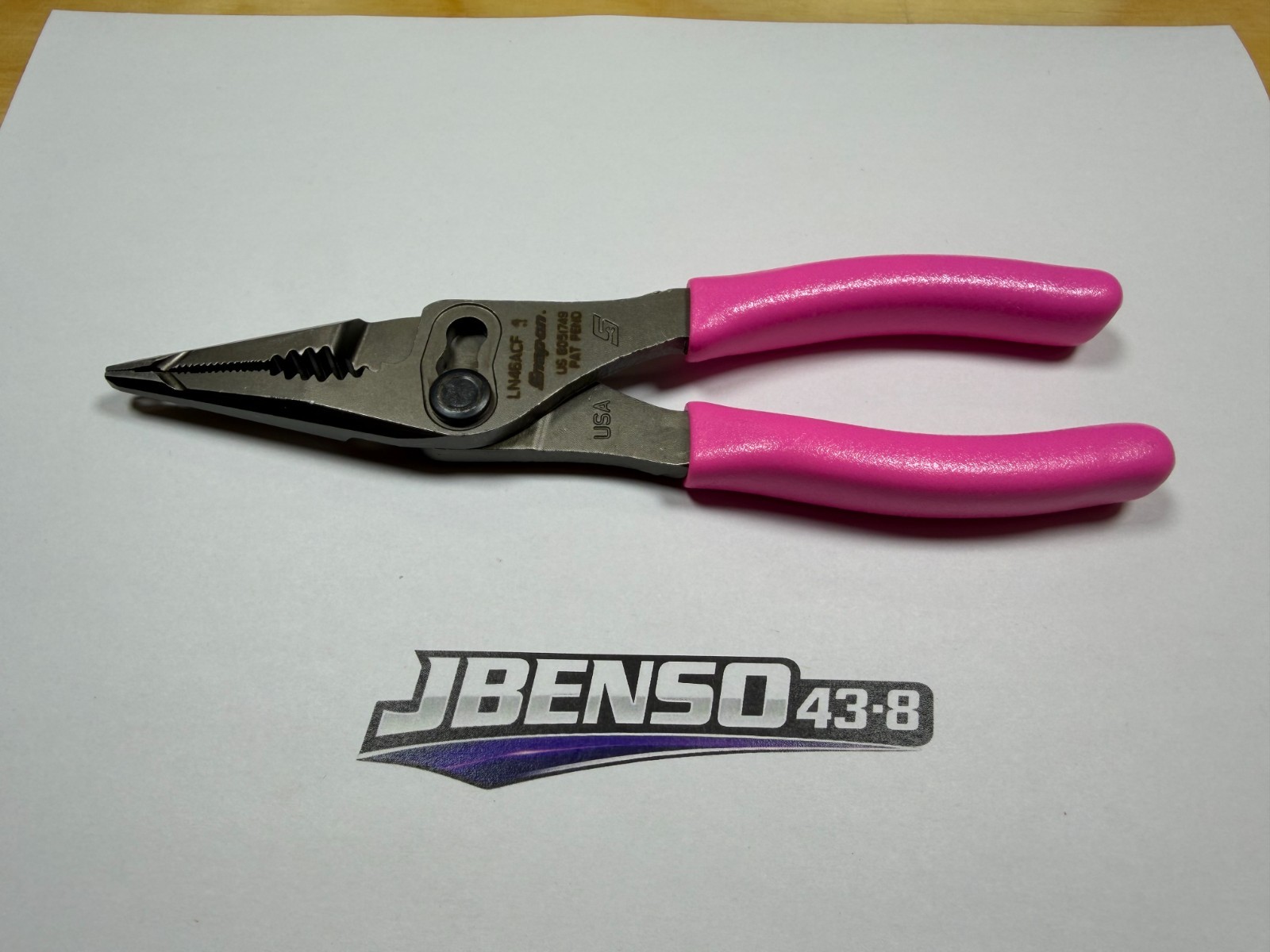Snap-On Tools USA NEW PINK 7″ Soft Grip Long Nose Slip Joint Pliers LN46ACFP
