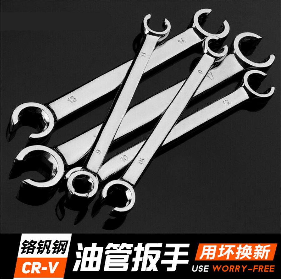 6Pcs Metric Flare Nut Spanner Wrench Set For Brake / A/C/ Diesel Lines Injectors