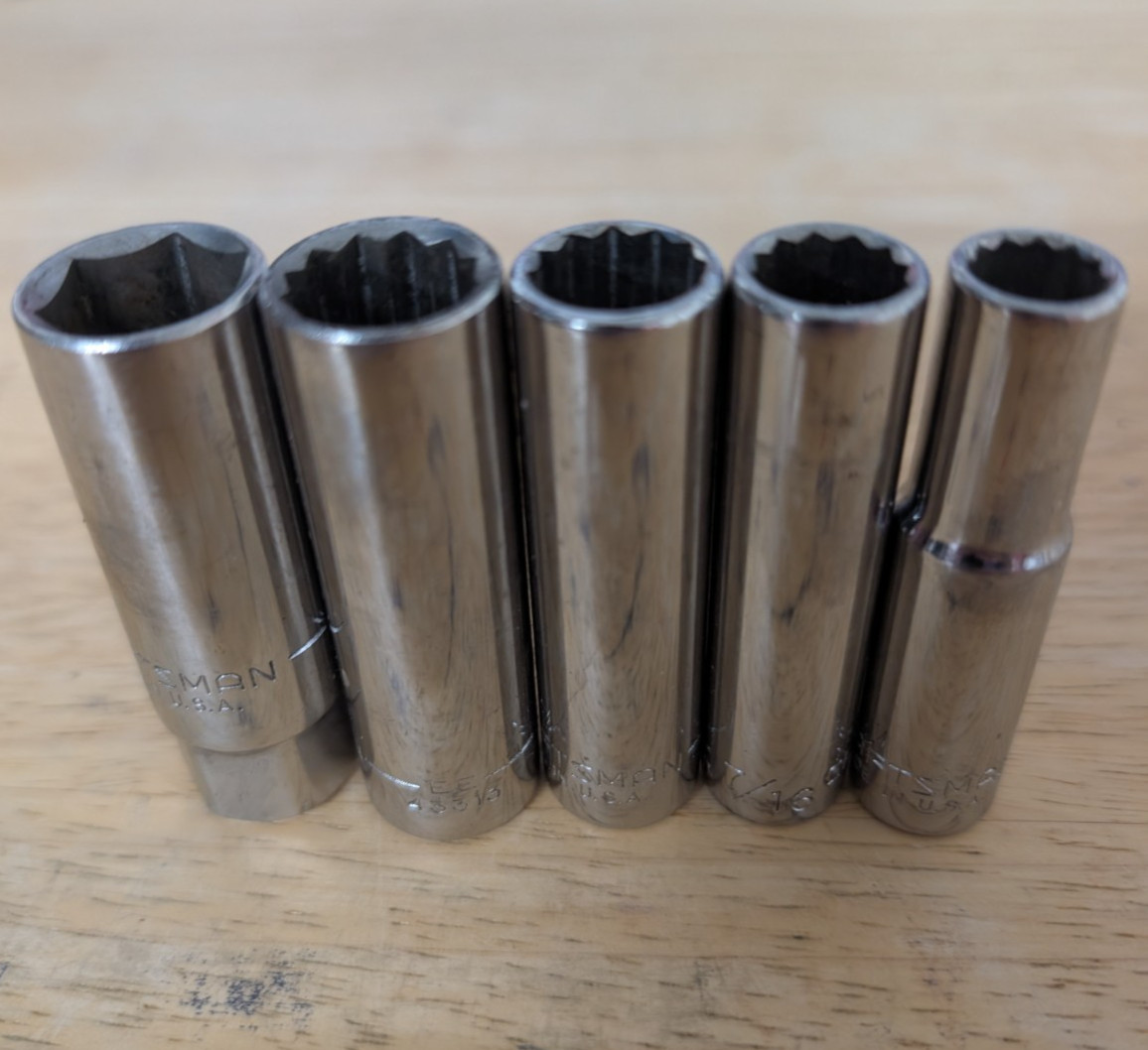 Vintage Craftsman USA 3/8″ Drive Deep 12 Point Socket EE Series 5 pcs 3/8 – 5/8