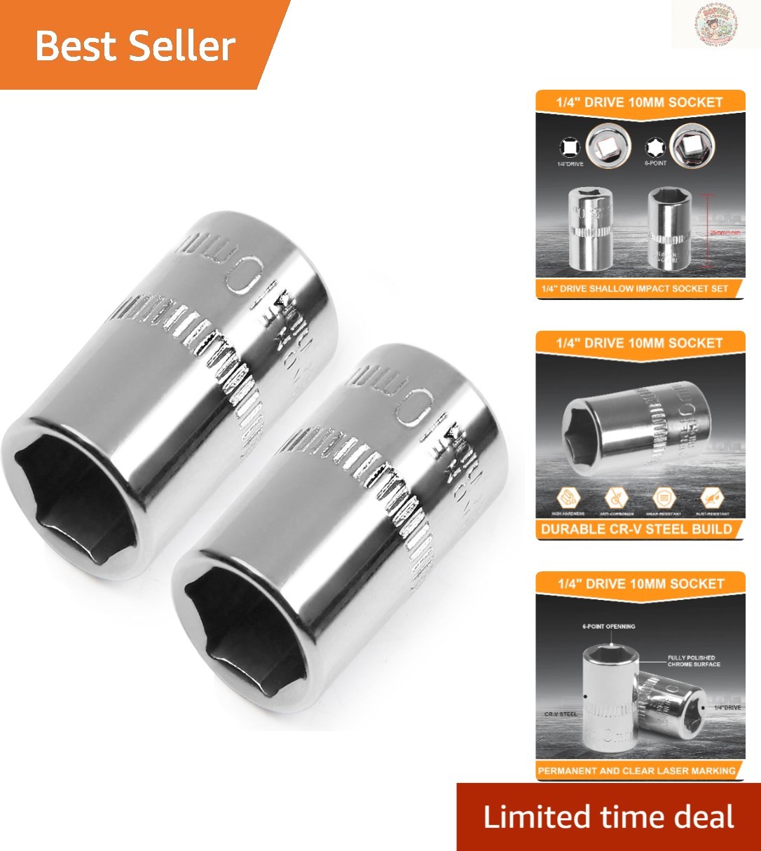 Compact 1/4-Inch Drive 10mm Chrome Vanadium Socket Set – For Precision Repairs