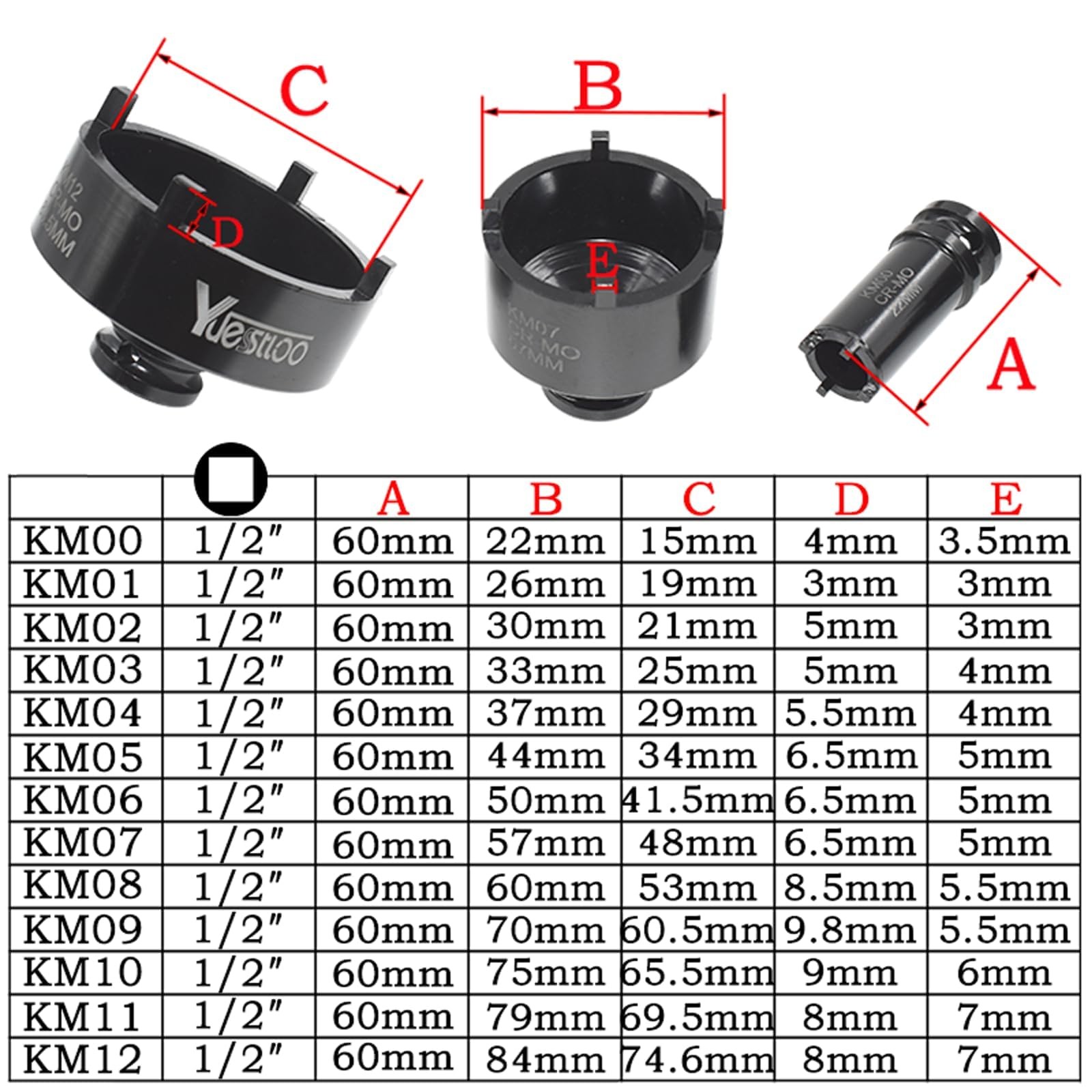 Yuesstloo 13 PCS Spindle Nuts Socket Kit Ball Joints Axle Locknut Remove kkk1