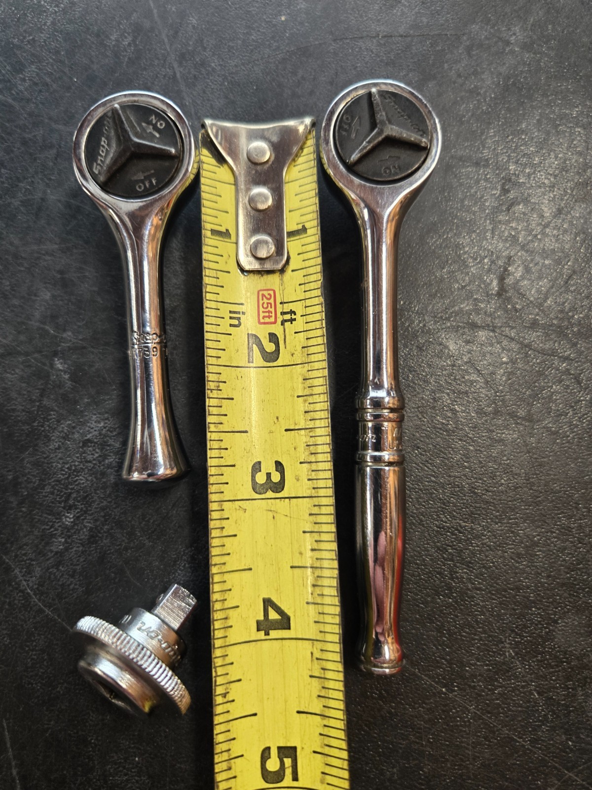 Snap-on 4 piece 1/4 drive ratchet set in original Snap-on tray