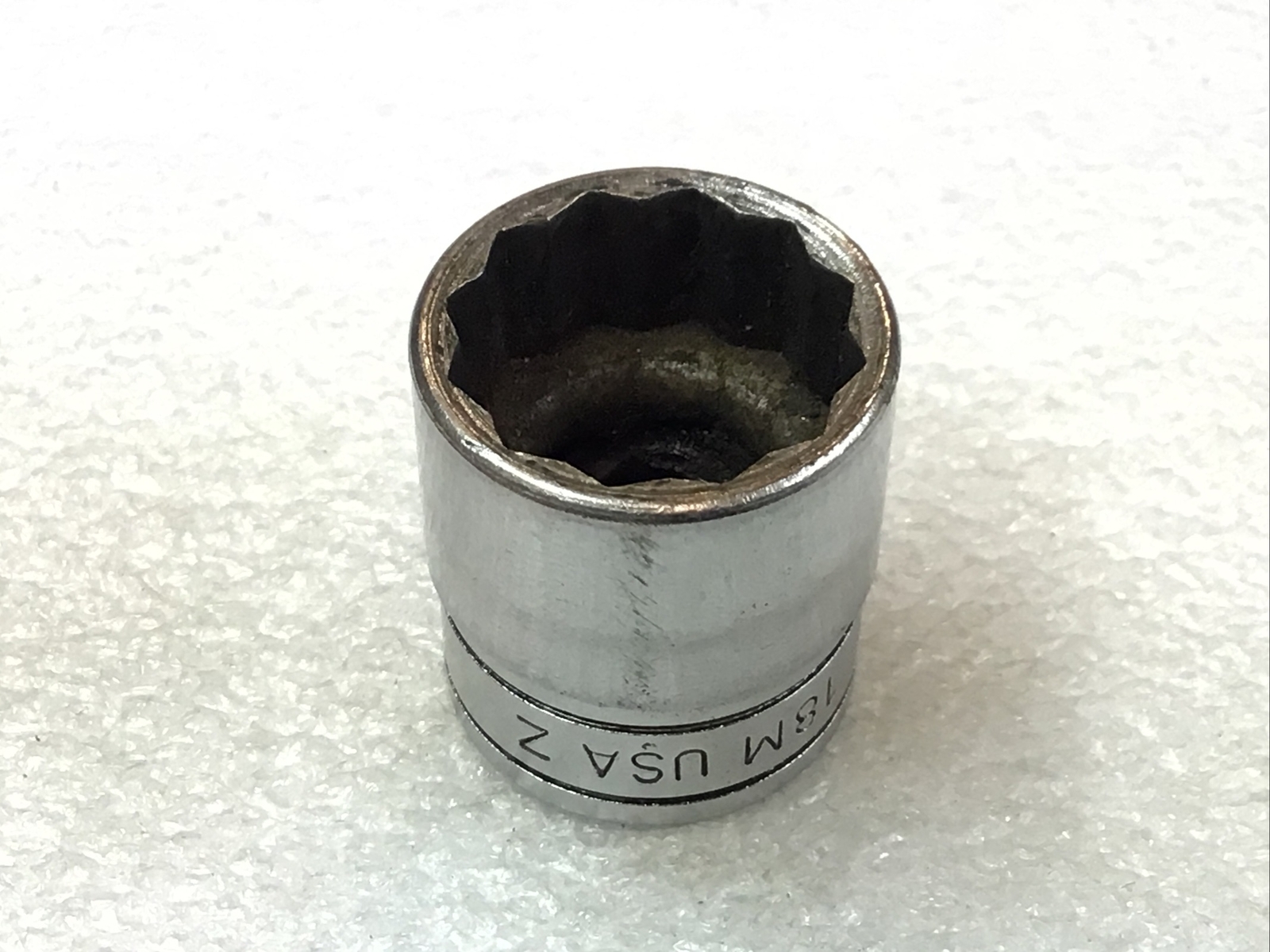 Snap On#F18M – 18mm, Metric, Shallow, Chrome, Socket, 3/8” Dr., 12-Pt. -USA-