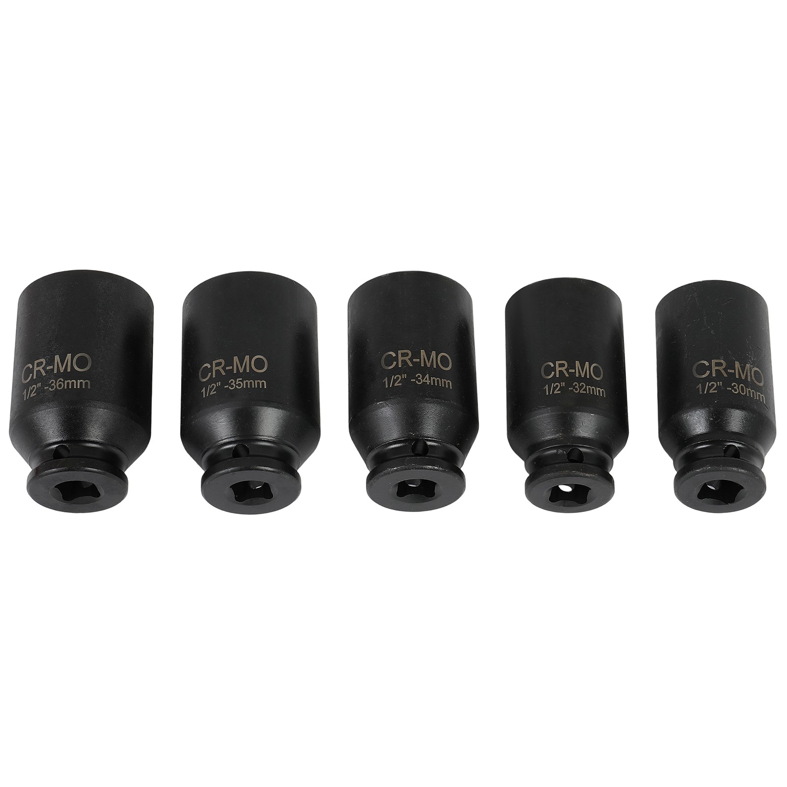30mm 32mm 34mm 35mm 36mm 5pcs 1/2» Deep Spindle Axle Nut Socket Set 12 Point
