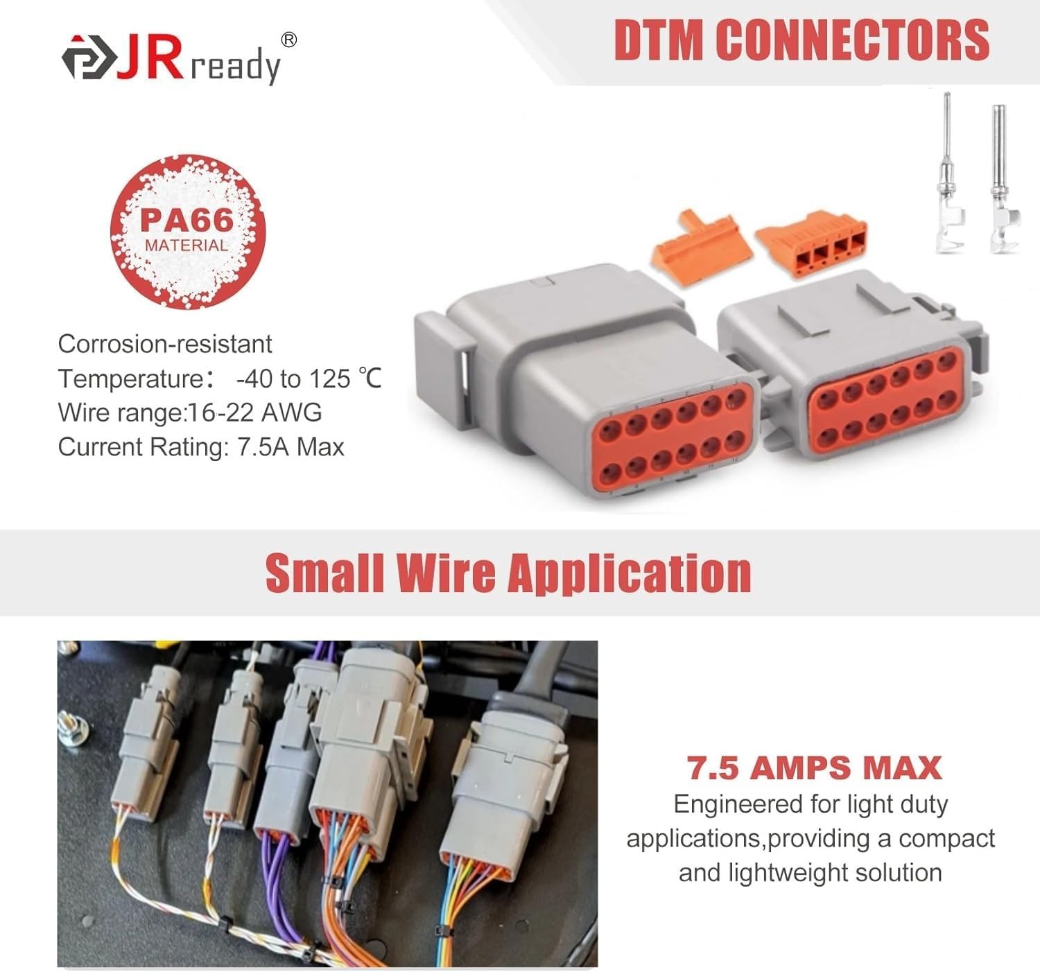 JRready ST6329-12 Deutsch DTM Gray 12 Pin Connector(4 12 PIN (4 Sets), Grey