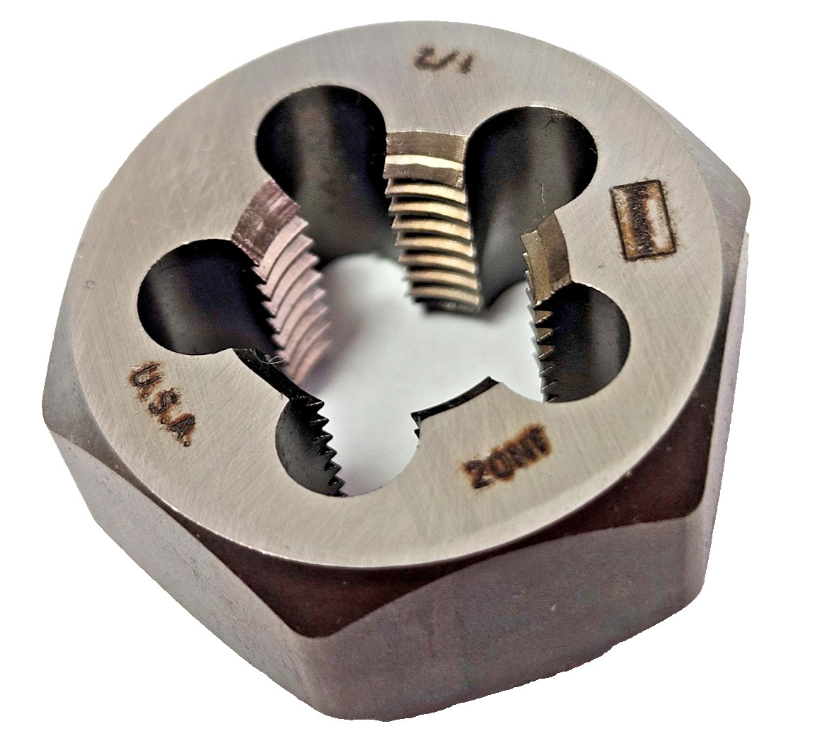 1/2-20 X 1″ NF Hex Die 7245 Irwin CS RH Rethreading Carbon Steel USA MADE
