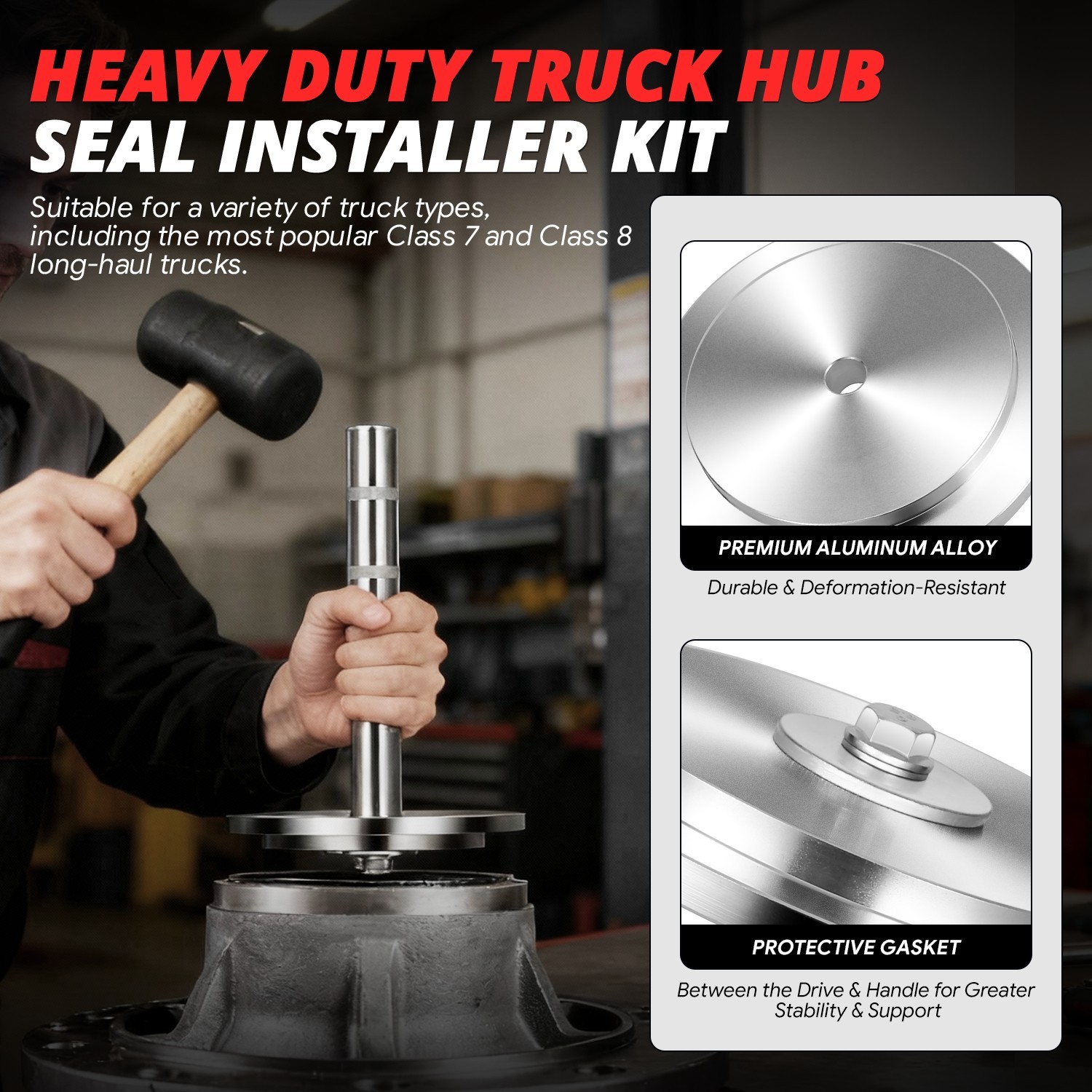 Truck Hub Seal Installer Kit Heavy Duty Bearing Race Seal Drivers for Class 7&8