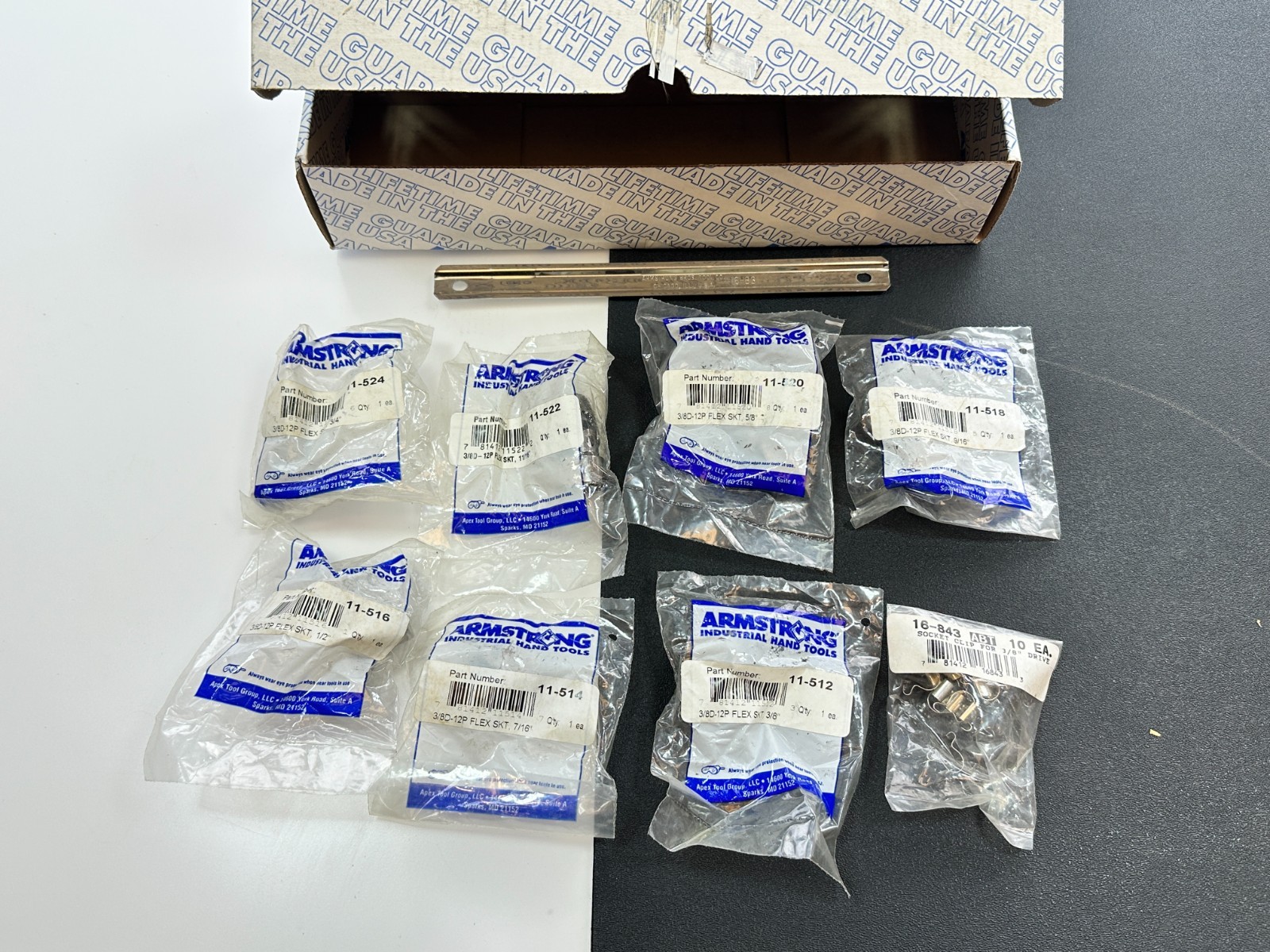 NOS Armstrong 15-400 7pc 3/8″ Drive SAE 3/8-3/4″ Universal Swivel Socket Set