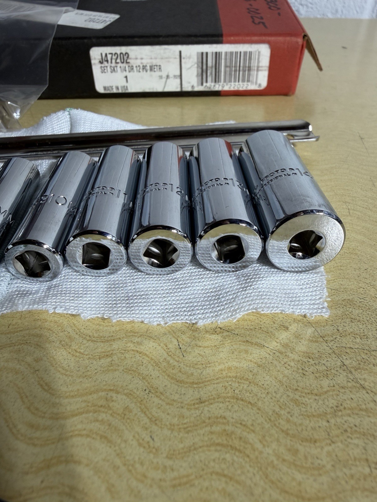 12 Pieces Metric mm Proto Socket USA Tool J47202 Set SKT 1/4 DR 6 Point