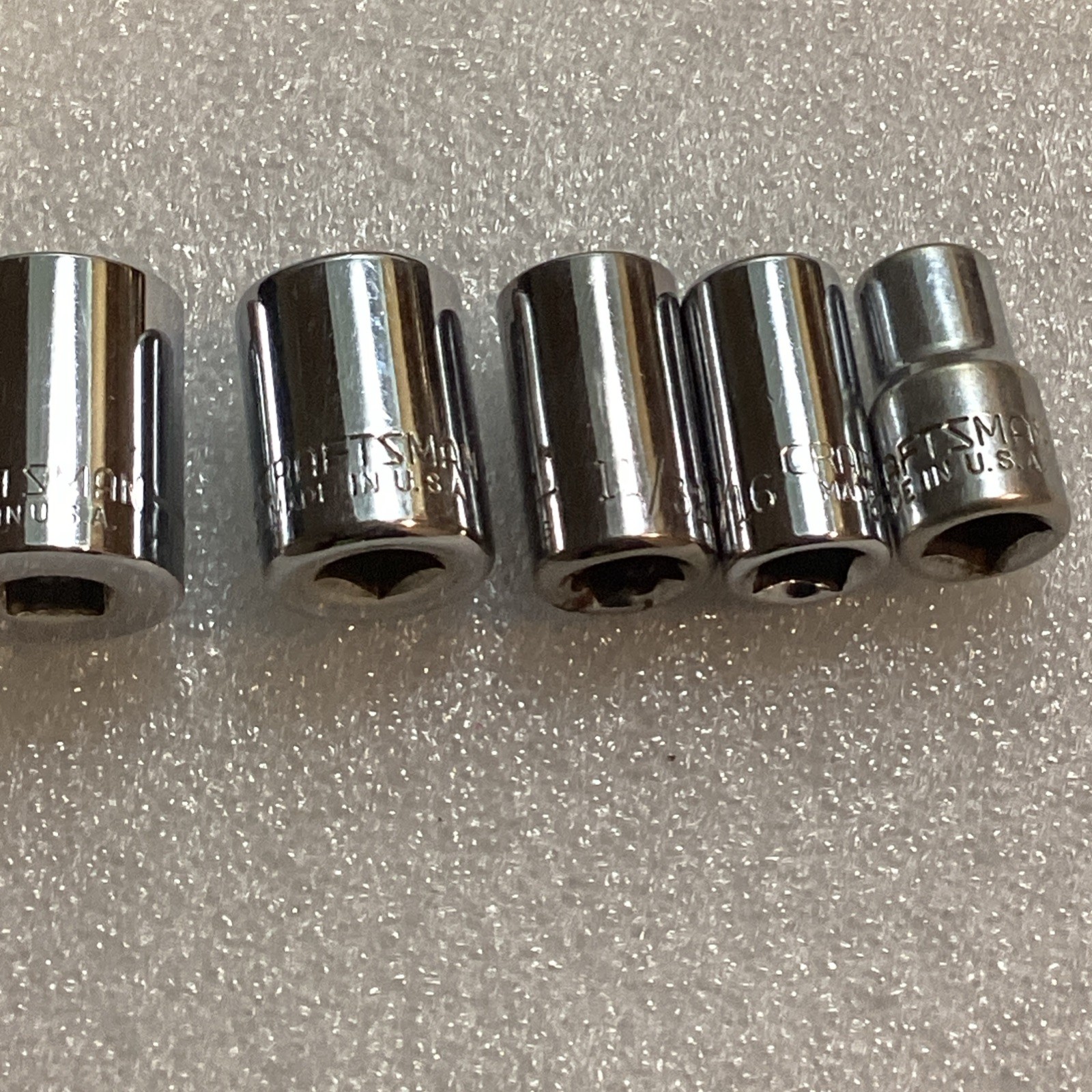 Craftsman 5 Pc. 1/4 Dr. ,- 1/2, 7/6, 11/16 , 5/16 , 1/4, 6pt. Sockets , USA