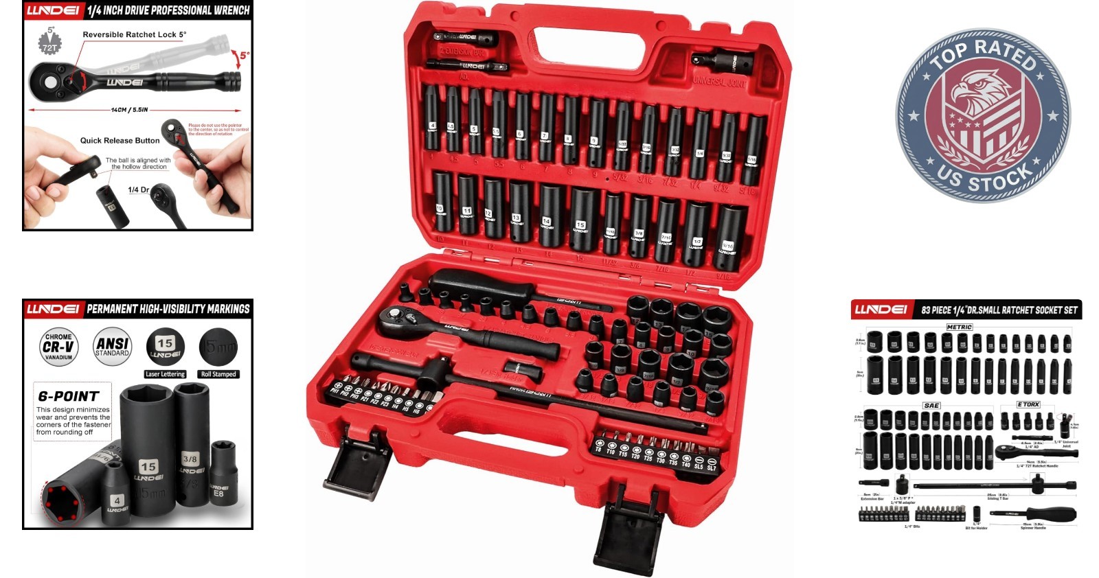 Durable 1/4 Inch Drive Impact Socket Set – 83 Piece with High-Contrast Markings