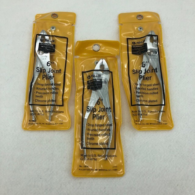 Lot of three (3) Fuller 6″ Slip Joint Pliers *New Old Stock*