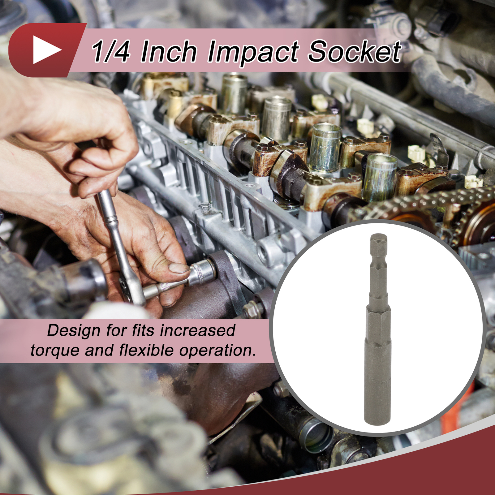 Universal Impact Socket 7mm 6 Point Chrome Vanadium Steel 1 Pcs 80mm Length