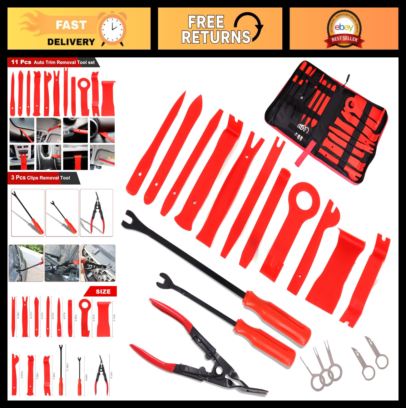 19Pcs Trim Removal Tool Set – Auto Clip Pliers, Plastic Pry Tools for Car Panel,