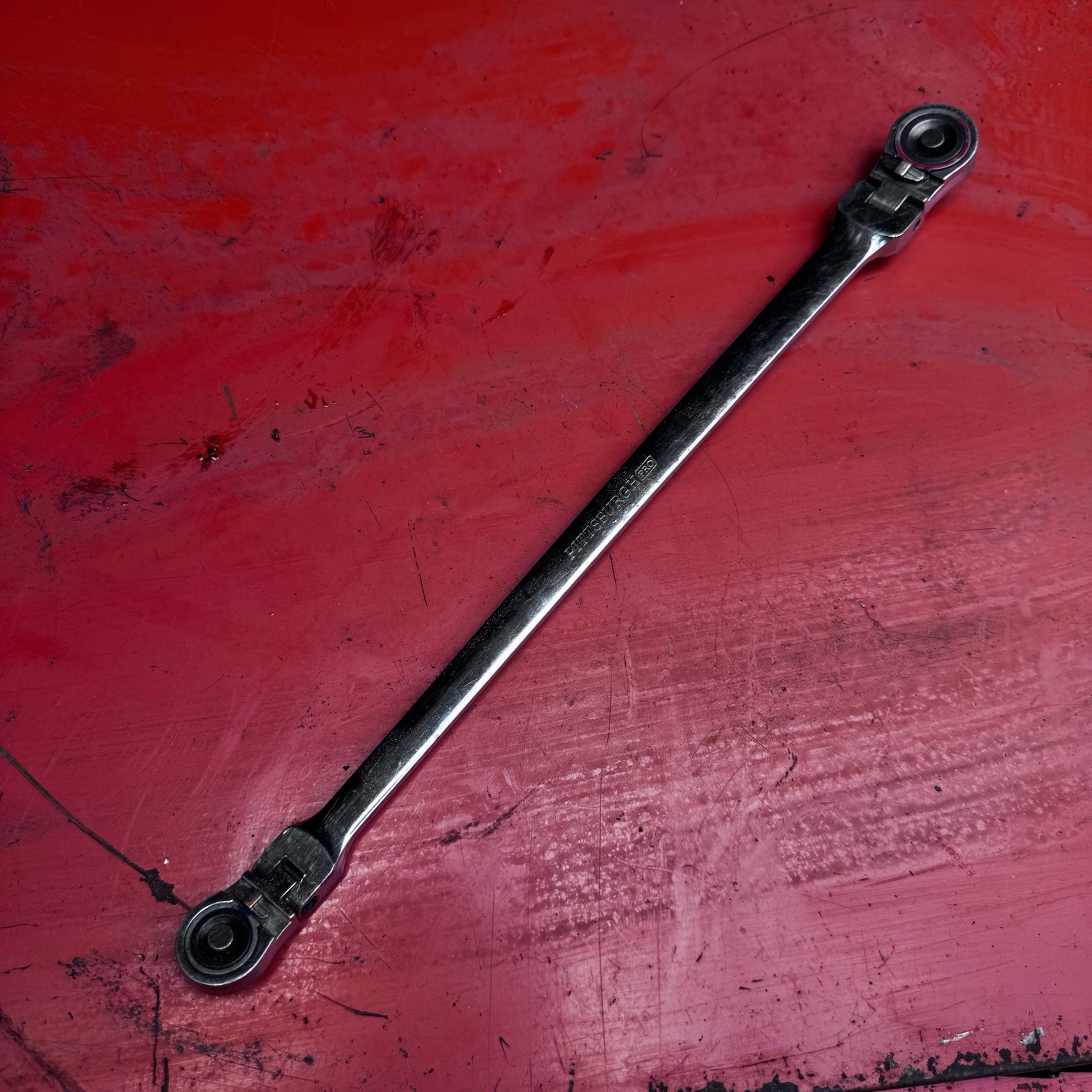 Pittsburgh Pro Extra Long Double Flex Head Ratchet 3/8” Drive Chrome