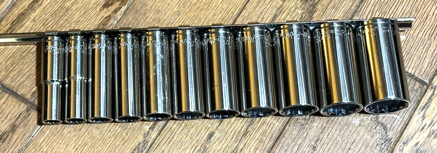Blue Point Tools 3/8″ Drive DEEP SAE 3/8” – 1″ Socket Set Lot 12 Point Rail