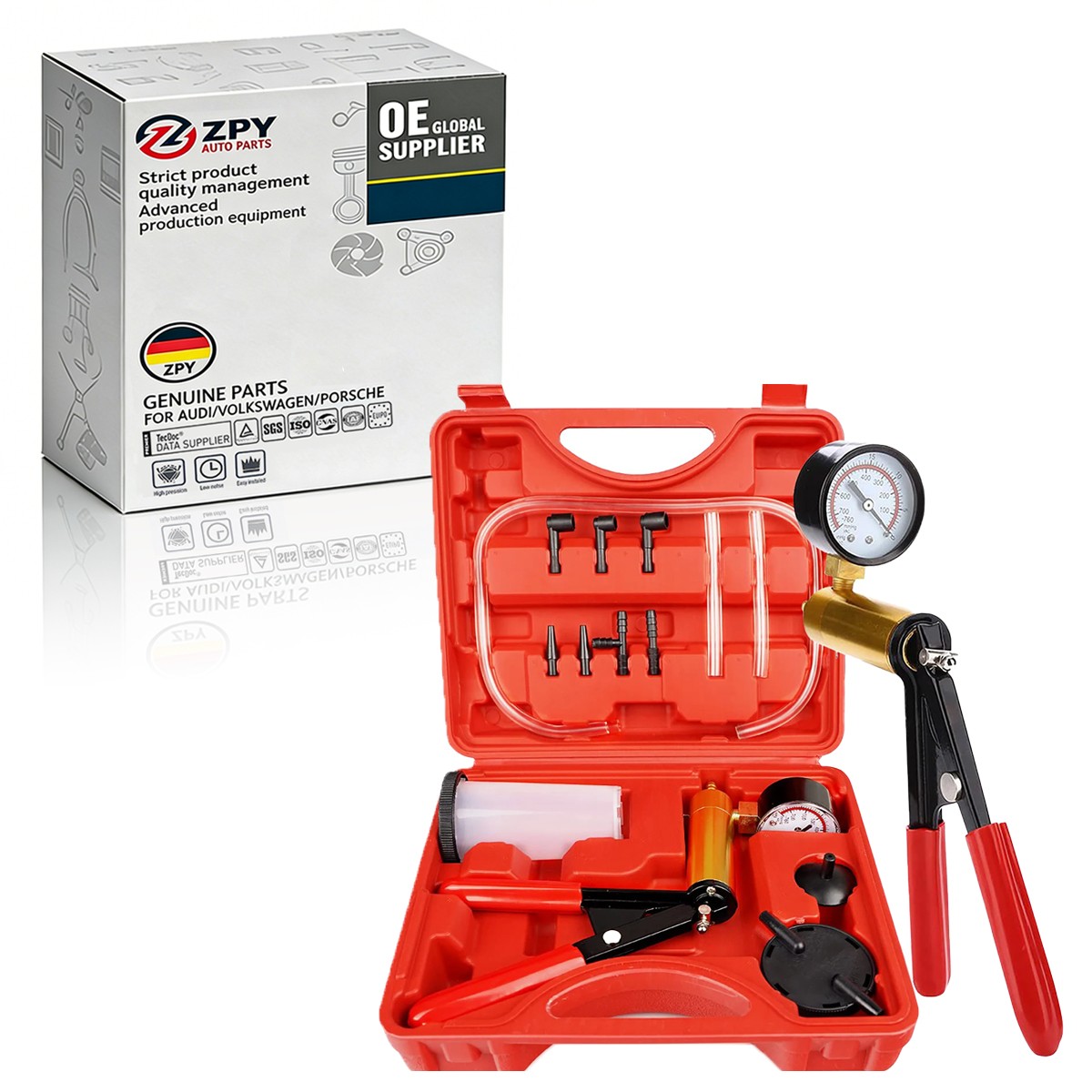 Hand Held Vacuum Pressure Pump Tester Set Brake Fluid Bleeder Bleeding Kit + Box