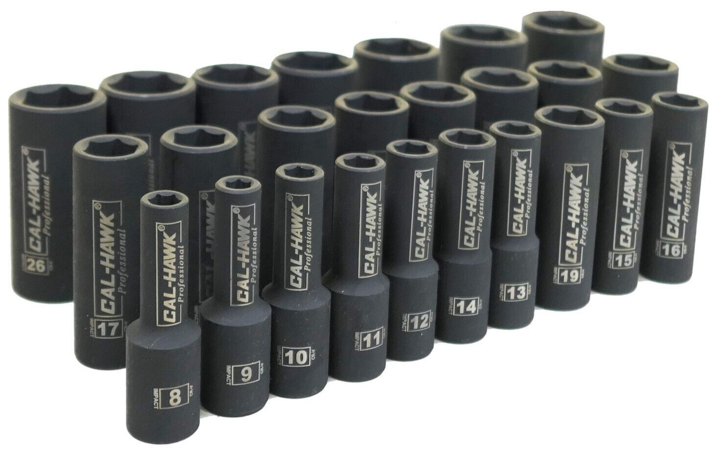 25pc 1/2″Dr. 6 POINT Metric Deep Impact Socket Chrome Vanadium CRV 8-32mm Set