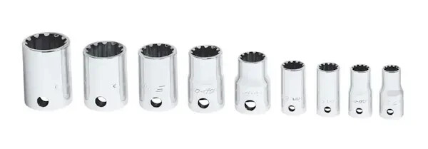 Snap On 209TFES 9 Piece Combination Drive SAE Shallow Spline Socket Set New