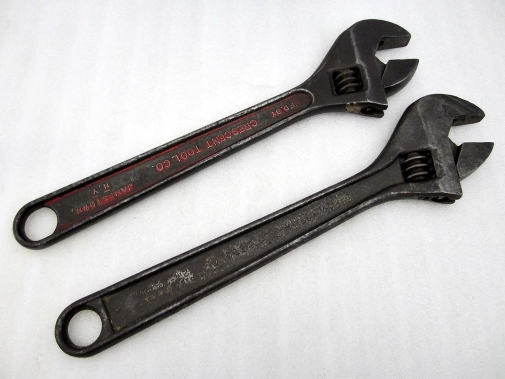 2x Vintage Crescent 12″ Adjustable Wrenches Crestoloy Black Oxide USA