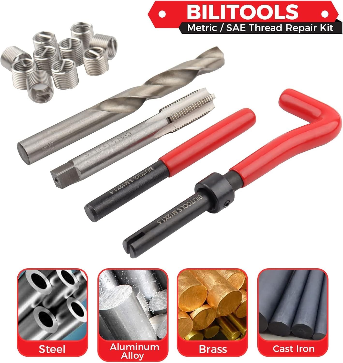 Efficient HSS Helicoil Thread Repair Kit M6x1.0 – Stainless Steel Inserts