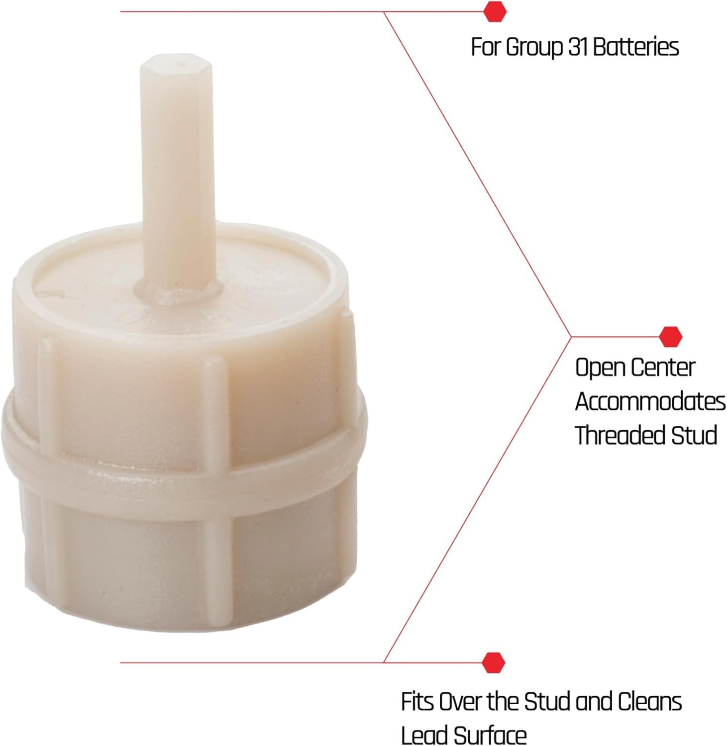 Silver Handheld Battery Cleaner – Quick Disconnect Design for Group 31 Terminals