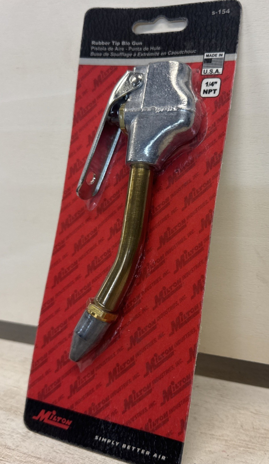 Milton S154 Lever Rubber Tip Blow Gun with Bent Tip 1/4″ NPT NEW SEALED USA MADE