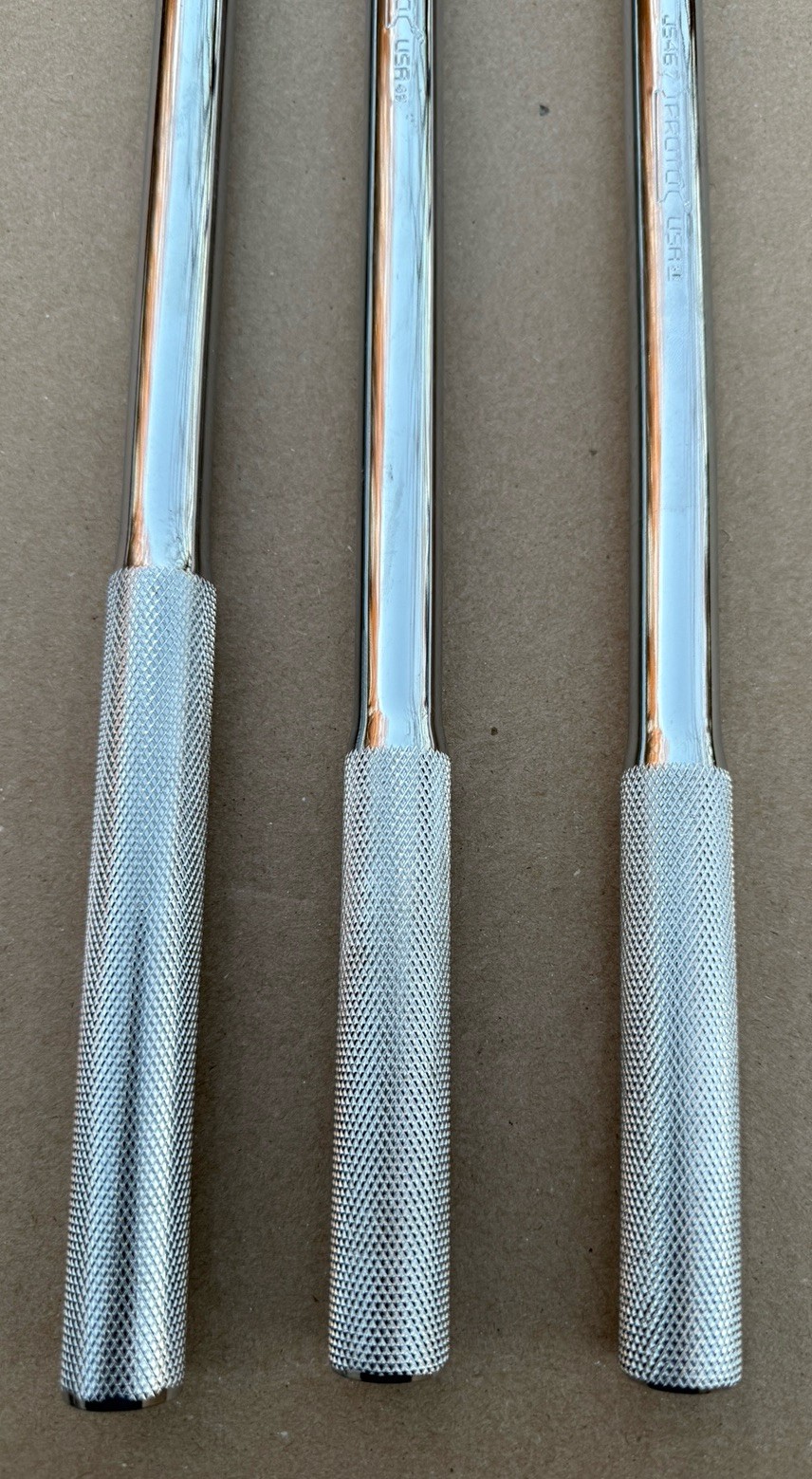Proto 3pc 1/2” Drive Breaker Bar Set 24”, 18” & 15” w/ Knurled Handle Chrome NEW