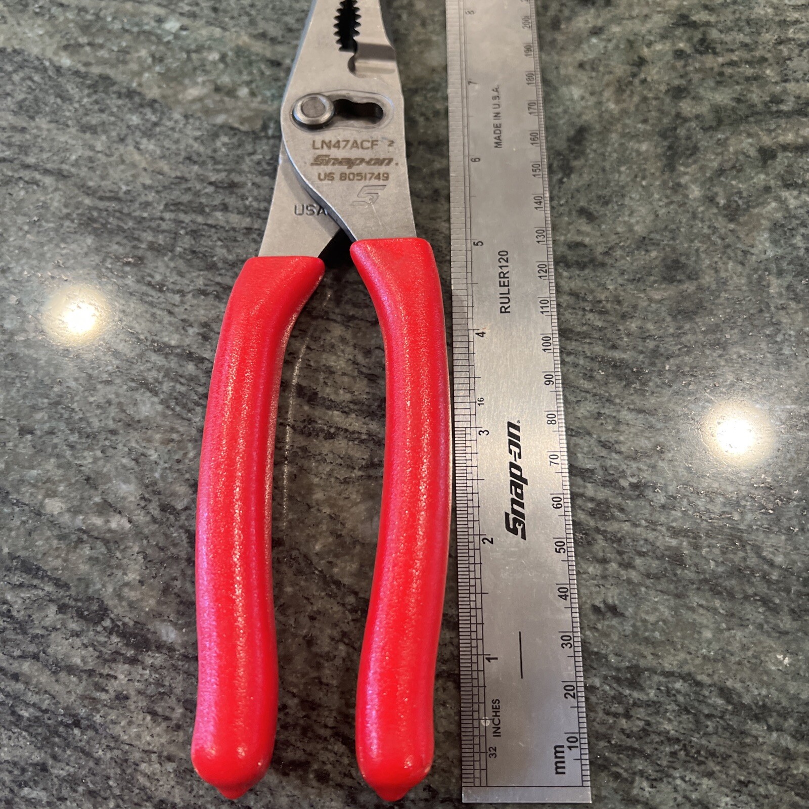 Snap On ln47acf 9” talon grip long nose slip joint pliers red