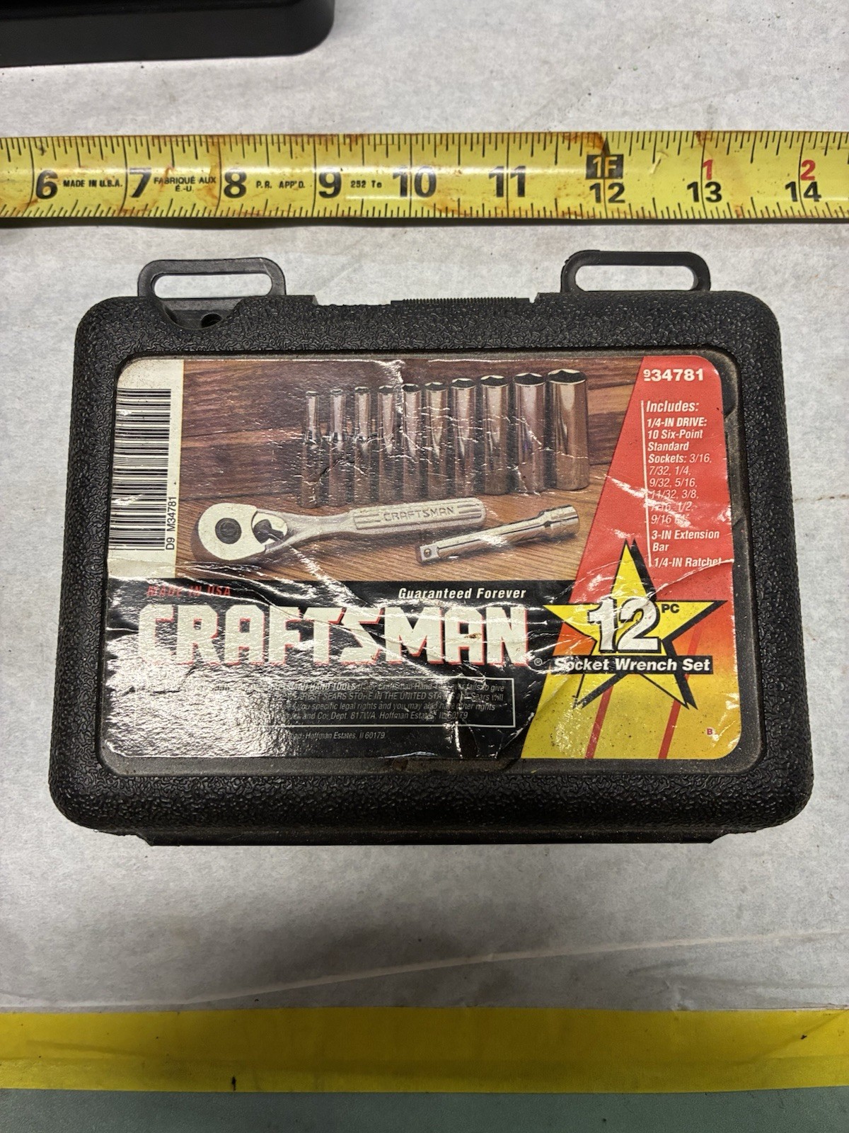 Sears Craftsman USA 9-34781 12pc SAE 1/4’ Drive Socket Ratchet Set – 6 Point