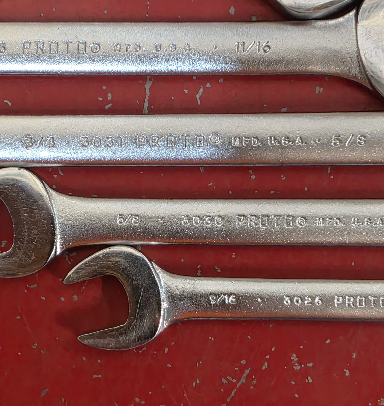Proto Professional SAE 10pc Double Open End Wrench Set 5/16″ – 1-1/8″ USA Satin