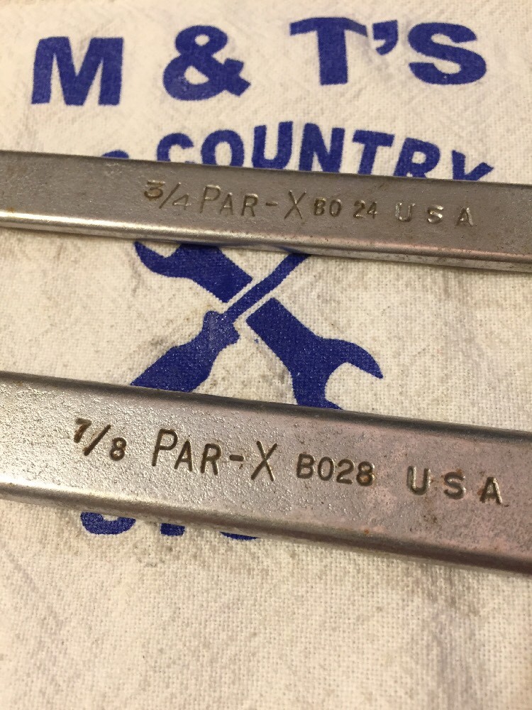 Vintage Pair Par-X Tools USA 12pt Combination Wrenches 3/4″ BO24, 7/8″ BO28