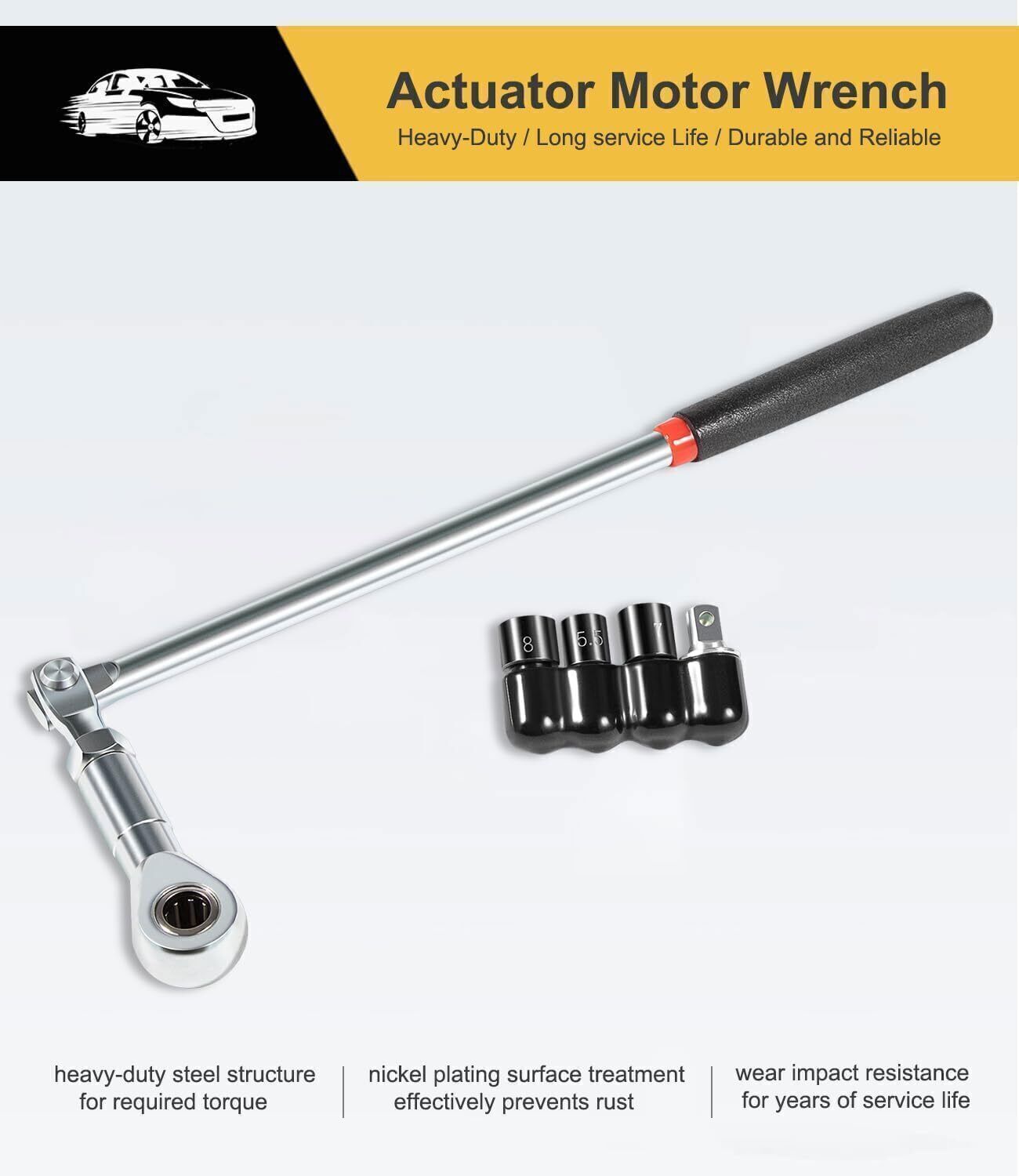 64180 for Actuator Motor Ratchet Wrench Set 5PCS 5.5mm 7mm 8mm Socket