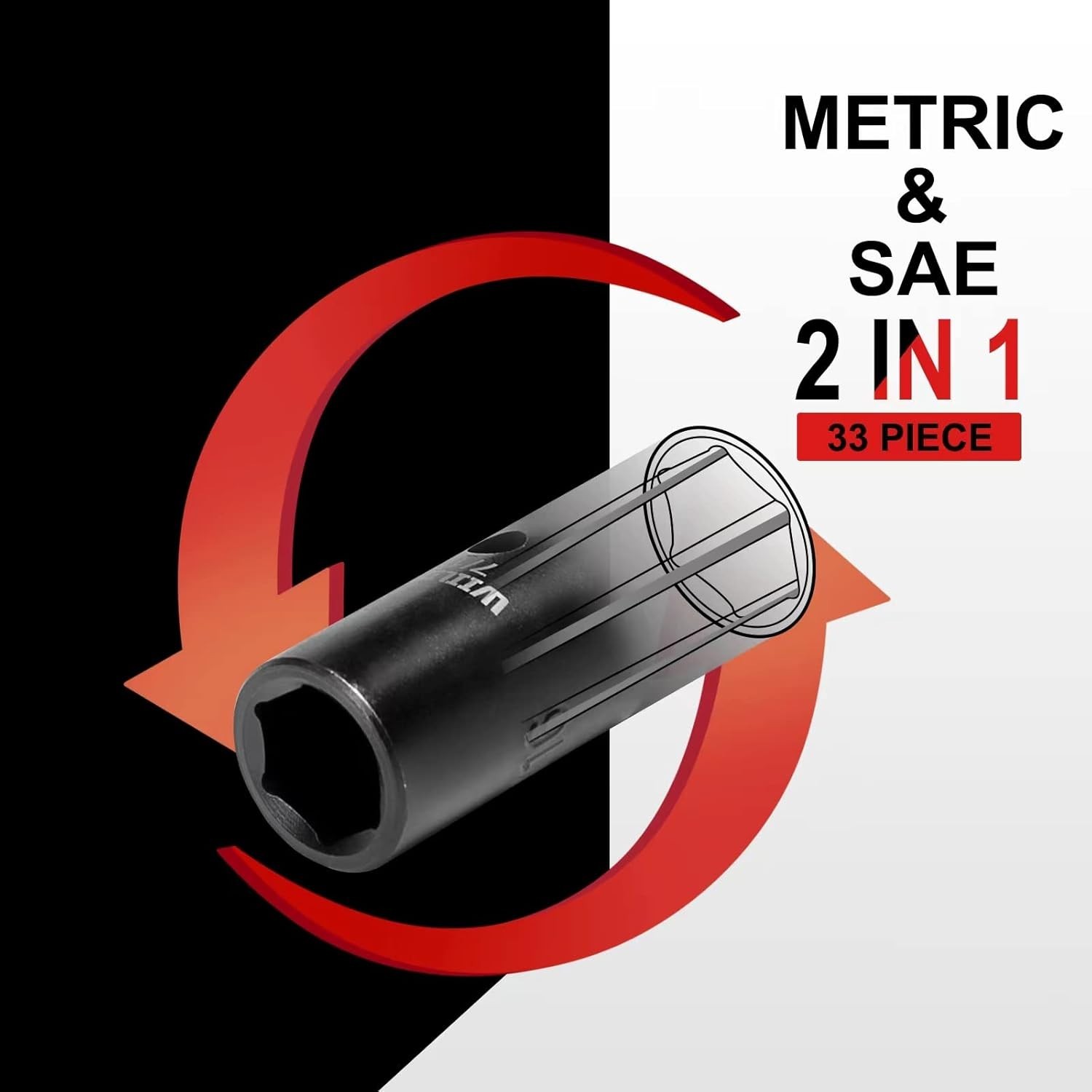 Ultra-Durable CR-V Impact Socket Set: 33 Pieces, SAE/Metric – Mechanics’ Choice