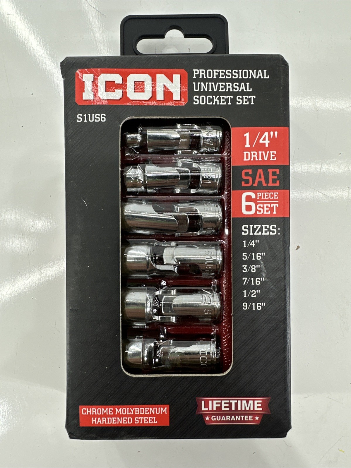 ICON 1/4 “Drive SAE Professional Universal Joint 6 Pcs Set 1/4” – 9/16” S1US6