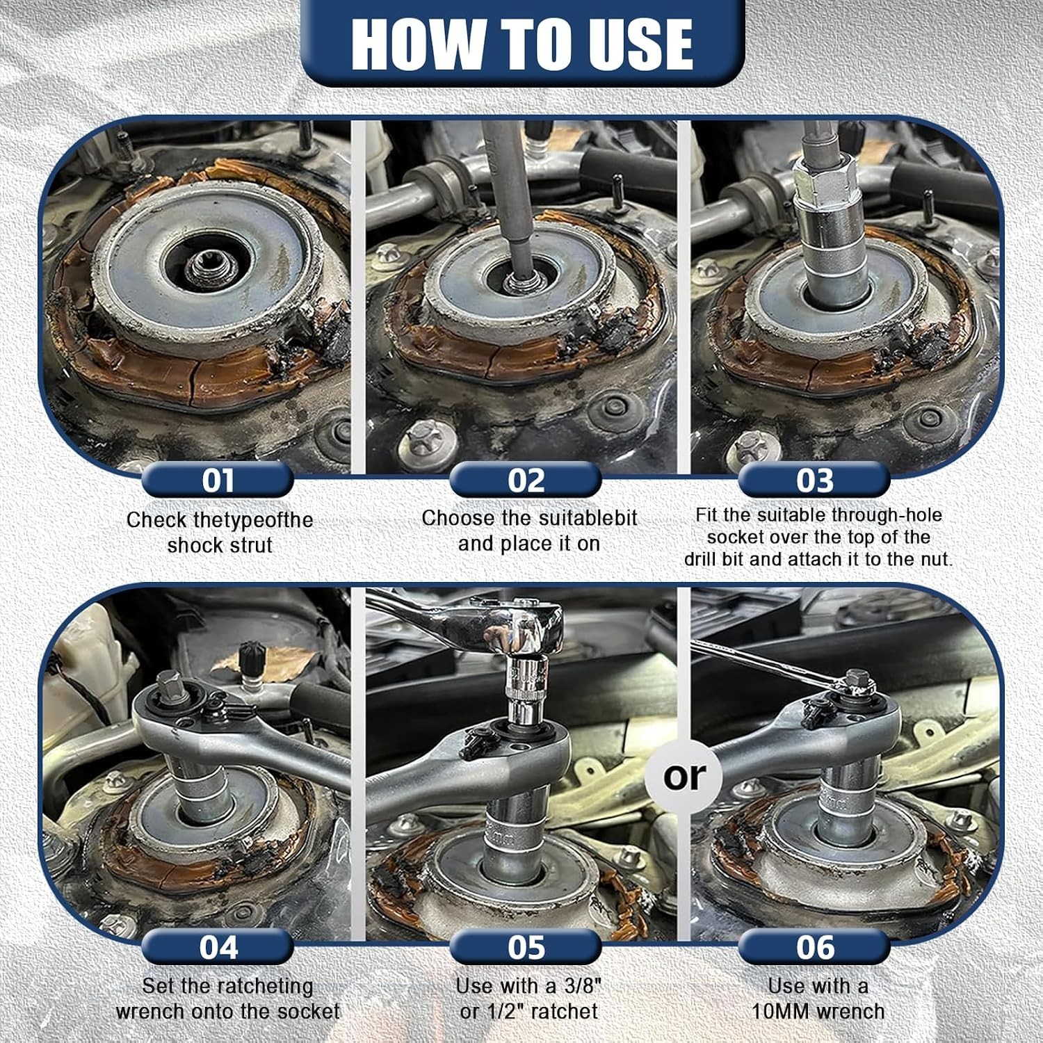 Shock Absorber Strut Nut Socket Set Master Suspension Strut Top Mount Nut Tools