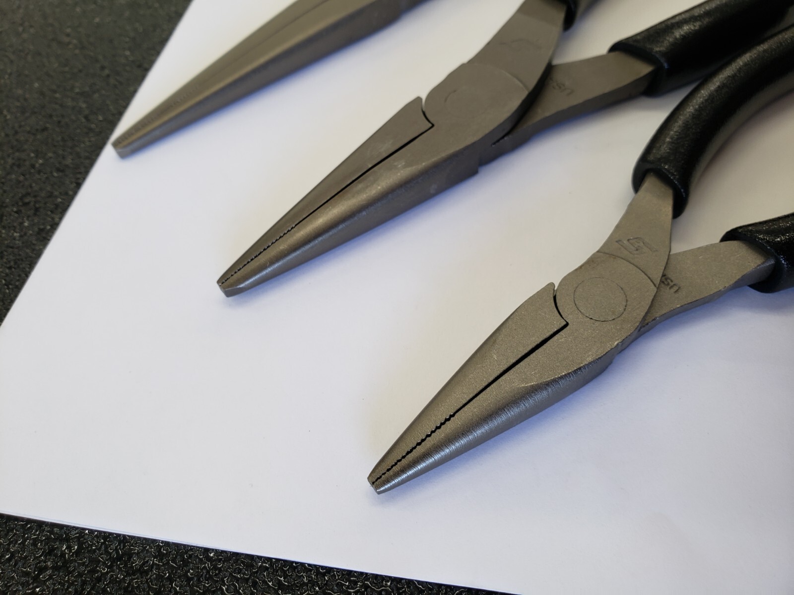 Snap-on Tools USA NEW 3 Piece BLACK Soft Grip Needle Nose Pliers Lot Set