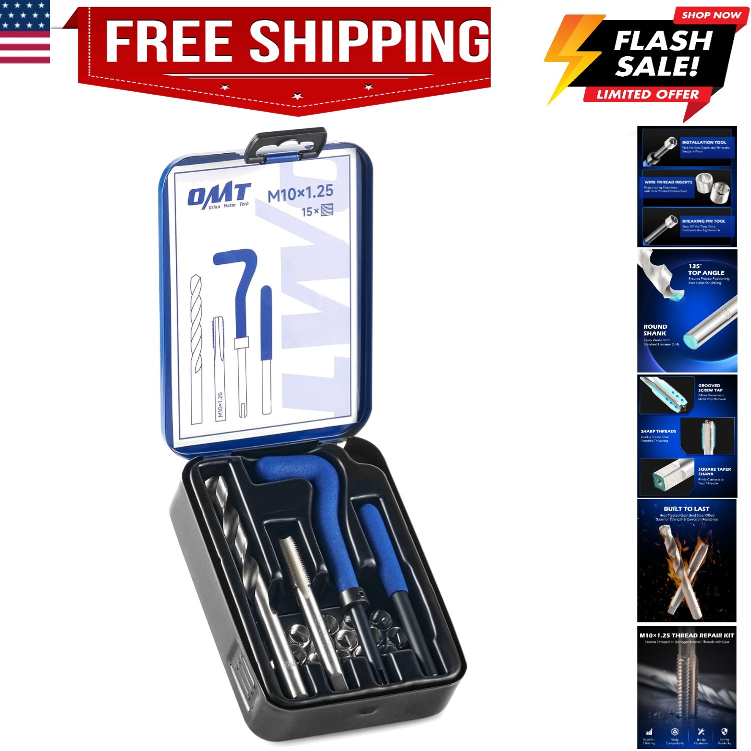 Helicoil Thread Repair Kit, M10x1.25 Thread Repair Tool with HSS Drill Bit & …