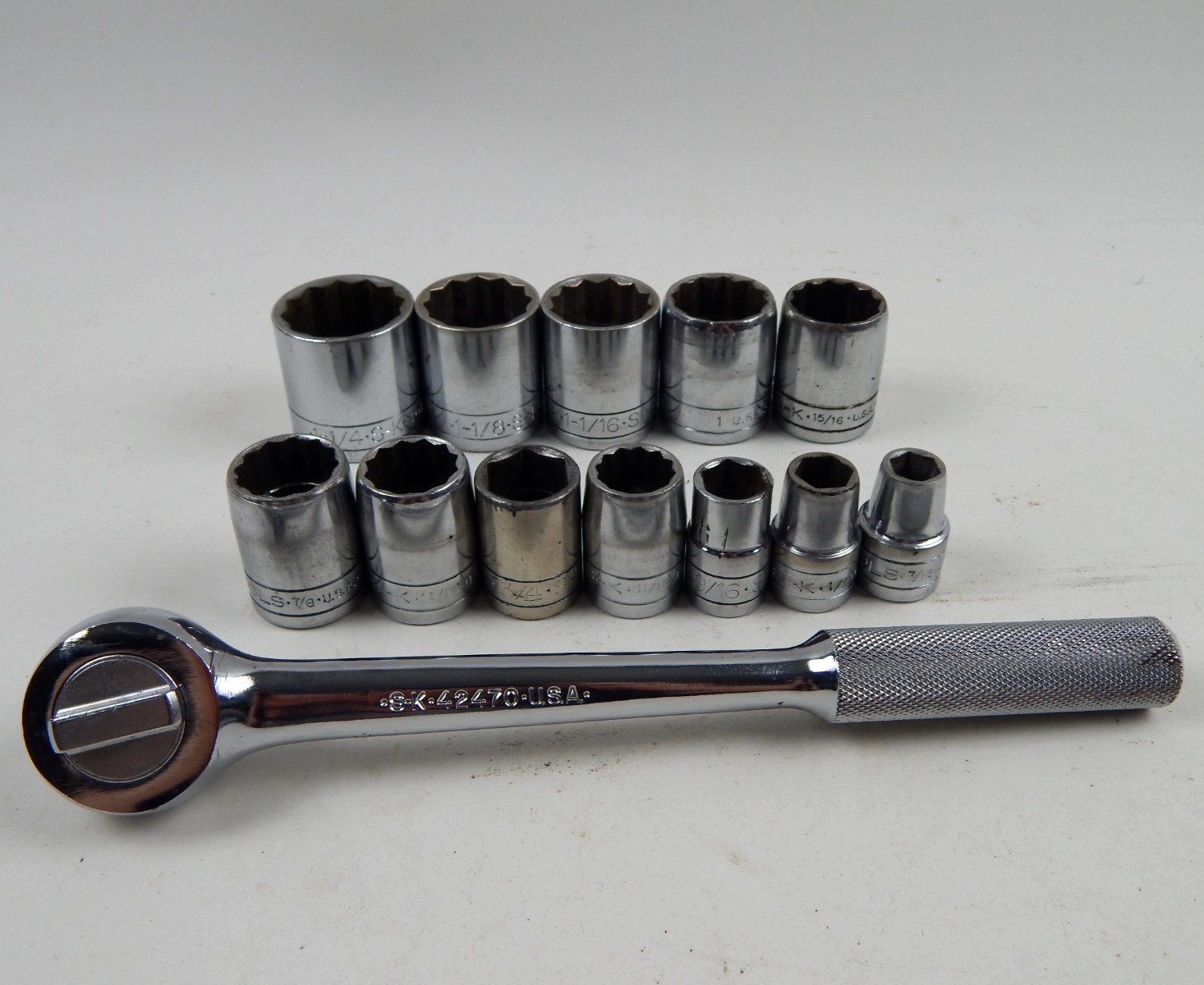 SK Professional Tools 1/2″ Drive 13pc Shallow Chrome Socket Set 7/16″ to 1-1/4″