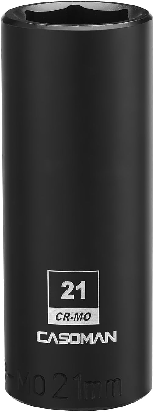 6-Point 21mm Deep Impact Socket, Chrome Molybdenum Steel for Impact Wrenches